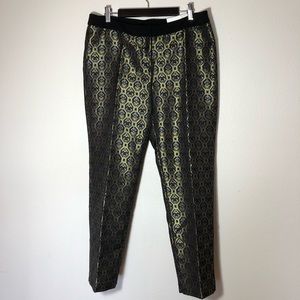 Worthington black/gold jacquard pants - Sz 8
